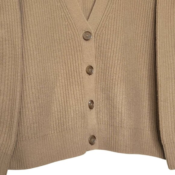 Jenni Kayne Cropped Cocoon Wool Cashmere Cardigan Sweater Camel Brown Size M - Picture 5 of 9